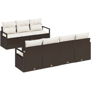 vidaXL 8-teiliges Garten Sofa Set mit Kissen Braun Poly Rattan,  2-Sitzer Garten Sofa mit Stauraum & Kissen Braun Poly Rattan