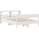vidaXL Massivholzbett ohne Matratze Weiß 135x190 cm Kiefernholz