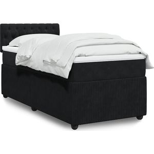 vidaXL Boxspringbett mit Matratze Schwarz 100x200 cm Samt