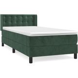 vidaXL Boxspringbett mit Matratze Dunkelgrün 100x200 cm Samt