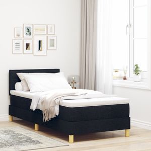 vidaXL Boxspringbett mit Matratze Schwarz 100x200 cm Stoff