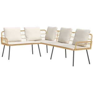 vidaXL L-förmiges Sofa Natur 231x173x78 cm Poly Rattan
