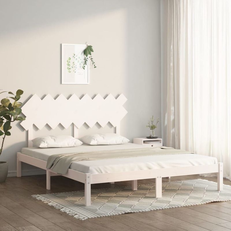vidaXL Massivholzbett Weiß 160x200 cm