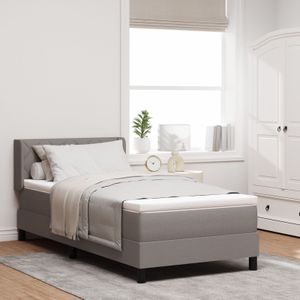 vidaXL Taupe Boxspringbett mit Matratze 100x200 cm,  Kopfteil-Design mit Diamantblöcken Taupe 100 cm