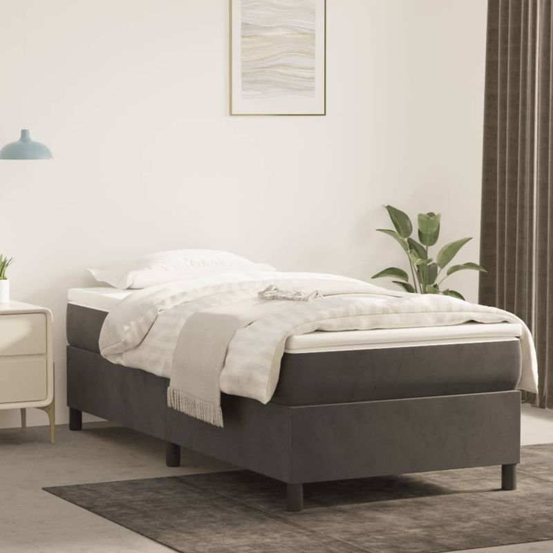 vidaXL Bettgestell ohne Matratze Dunkelgrau 90x200 cm Samt
