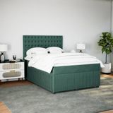 vidaXL Boxspringbett mit Matratze Dunkelgrün 160x200 cm Samt