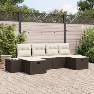 vidaXL 6 Teile Garten Sofa Set mit Kissen Braun Poly Rattan
