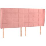vidaXL Kopfteil mit Ohren Rosa 203x23x118/128 cm Samt