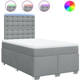 vidaXL Boxspringbett mit Matratze Hellgrau 120x200 cm Stoff