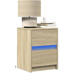 vidaXL Nachttisch mit LED-Leuchten Sonoma Eiche Holzwerkstoff