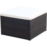 vidaXL Hocker mit Kissen Poly Rattan 53×53×30 cm Braun
