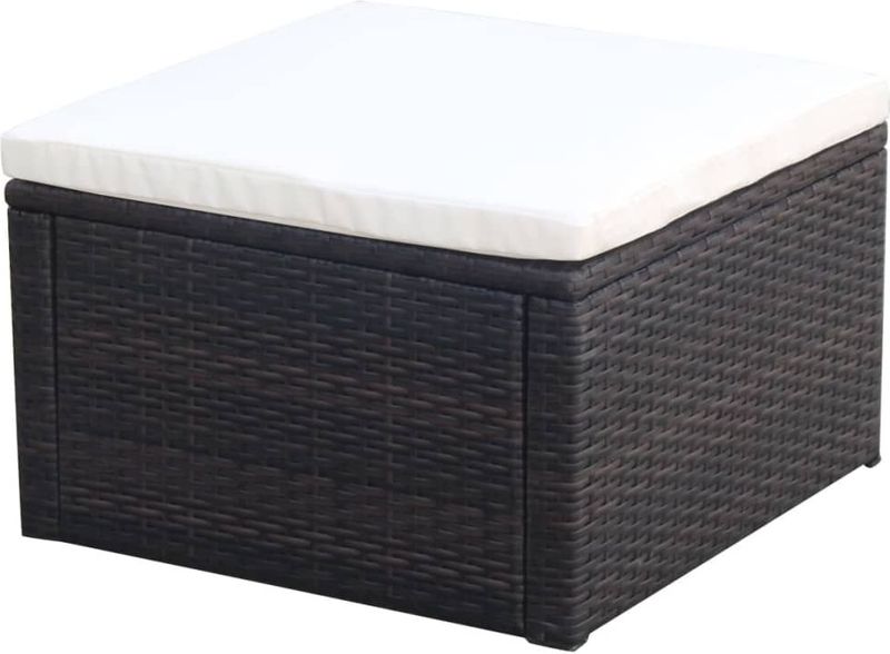 vidaXL Hocker mit Kissen Poly Rattan 53×53×30 cm Braun