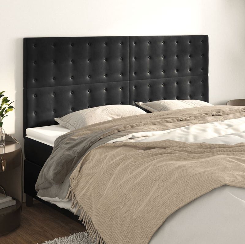 vidaXL Kopfteile 4 Stk. Schwarz 90x5x78/88 cm Samt