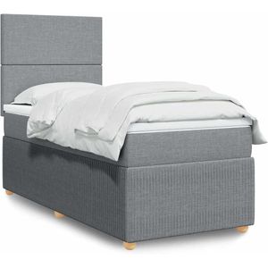 vidaXL Boxspringbett mit Matratze Hellgrau 90x190 cm Stoff