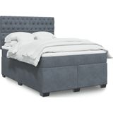 vidaXL Boxspringbett mit Matratze Dunkelgrau 160x200 cm Samt