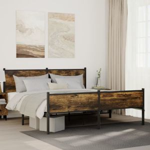 vidaXL Metallbett ohne Matratze Räuchereiche 183x213 cm