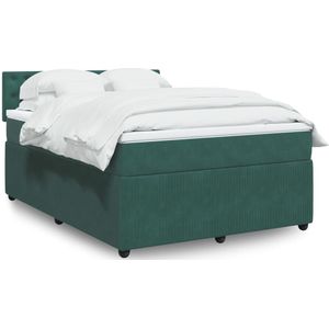 vidaXL Boxspringbett mit Matratze Dunkelgrün 140x190 cm Samt