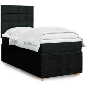 vidaXL Boxspringbett mit Matratze Schwarz 100x200 cm Stoff