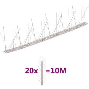 vidaXL 20-tlg. Taubenabwehr Spikes-Set Edelstahl 10 m 5-reihig