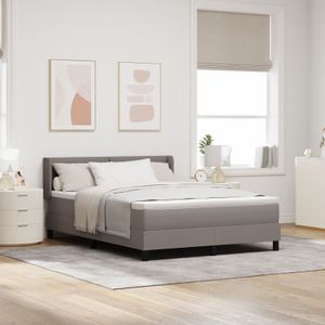 vidaXL Boxspringbett mit Matratze Taupe 160x200 cm Stoff,  Kopfteil mit Knopfheftung Taupe 160 cm Stoff