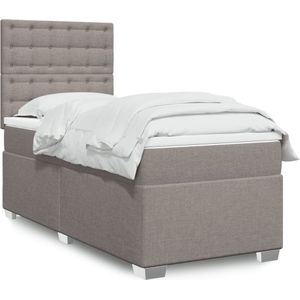 vidaXL Boxspringbett mit Matratze Taupe 80x200 cm Stoff