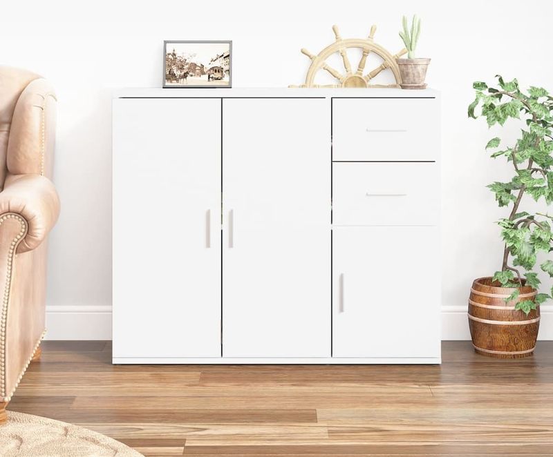 vidaXL Sideboard Weiß 91x29,5x75 cm Holzwerkstoff