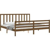 vidaXL Massivholzbett mit Kopfteil Honigbraun 200x200 cm