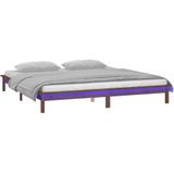 vidaXL Massivholzbett mit LEDs Honigbraun 120x190 cm