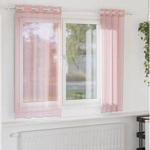 vidaXL Voile Vorhänge mit Ösen 2 Stk. Rosa 140x175 cm
