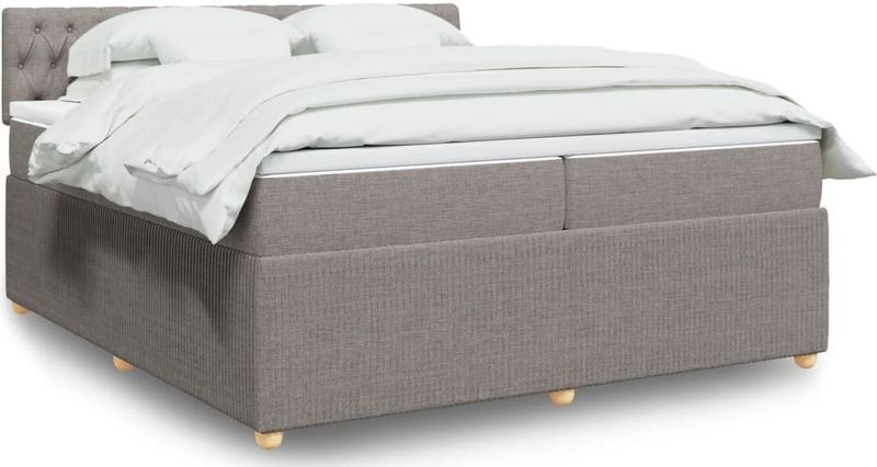 vidaXL Boxspringbett mit Matratze Taupe 200x200 cm Stoff