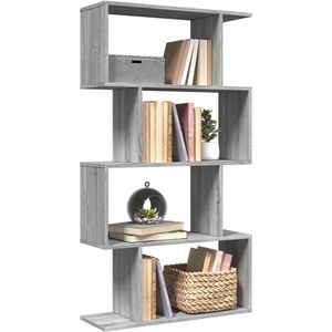 vidaXL Raumteiler-Bücherregal 4 Böden Grau Sonoma 70x24x129 cm