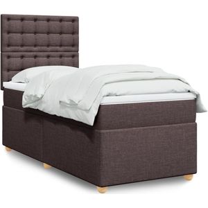 vidaXL Boxspringbett mit Matratze Dunkelbraun 90x200 cm Stoff
