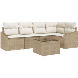 vidaXL 6-teiliges Garten Sofa Set mit Kissen Braunes Poly Rattan