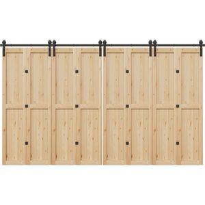 vidaXL Schiebetürbeschlag-Set 366 cm Stahl Schwarz