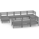 vidaXL 10-tlg. Garten-Lounge-Set Grau Massivholz Kiefer