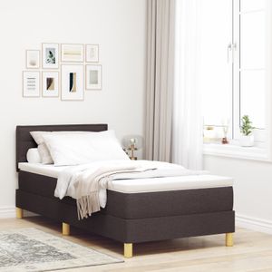 vidaXL LED Boxspringbett mit Matratze Dunkelbraun 100x200 cm Stoff
