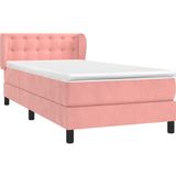 vidaXL Boxspringbett mit Matratze Rosa 100x200 cm Samt