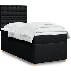 vidaXL Boxspringbett mit Matratze Schwarz 90x190 cm Stoff