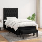 vidaXL Boxspringbett mit Matratze Schwarz 90x200 cm Stoff