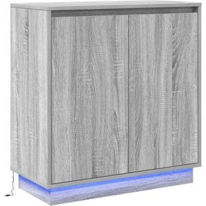 vidaXL Sideboard mit LED in Grau Sonoma, 71 x 34,5 x 75 cm aus Holzwerkstoff