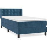 vidaXL Boxspringbett mit Matratze Dunkelblau 100x200 cm Samt