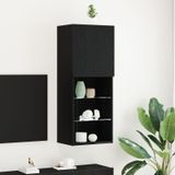 vidaXL TV-Schrank mit LED-Leuchten Schwarz Eiche 40,5x30x102 cm