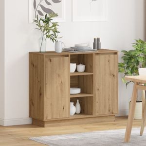 vidaXL Sideboard mit LED Eichenholz 90x32x75 cm Holzwerkstoff