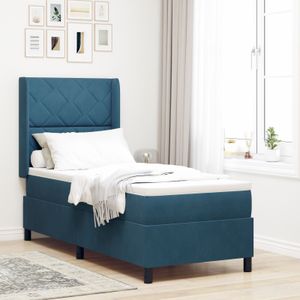 vidaXL Boxspringbett mit Matratze Dunkelblau 80x200 cm Samt