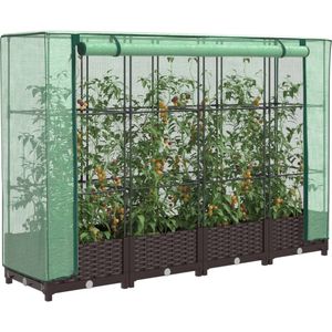 vidaXL Hochbeet mit Gewächshaus-Aufsatz Rattan-Optik 160x40x123 cm