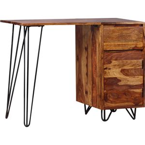 vidaXL Schreibtisch mit 1 Schublade und 1 Schrank Massivholz