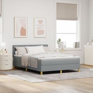vidaXL Boxspringbett mit Matratze Hellgrau 140x200 cm Stoff