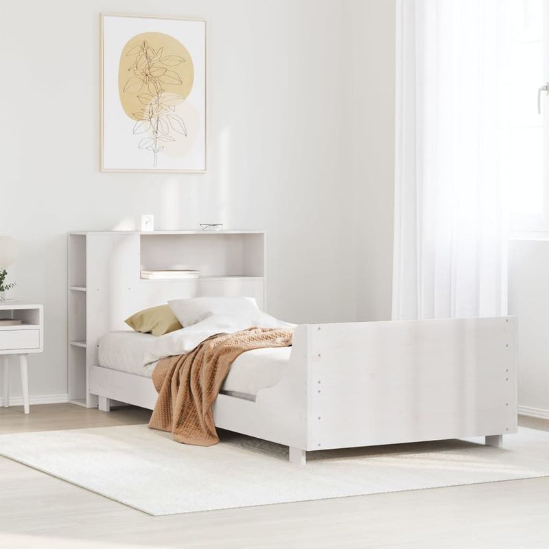 vidaXL Massivholzbett ohne Matratze Weiß 100x200 cm Kiefernholz