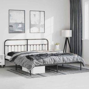 vidaXL Bettgestell mit Kopfteil Metall Schwarz 183x213 cm