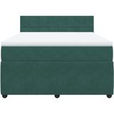 vidaXL Boxspringbett mit Matratze Dunkelgrün 160x200 cm Samt